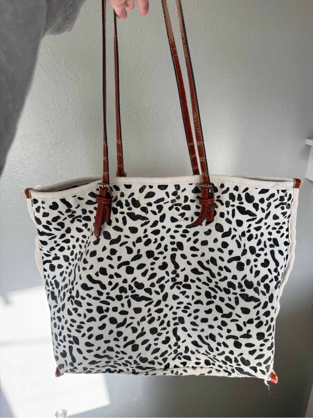 Canvas Tote Bag in Black and Cream Cheetah